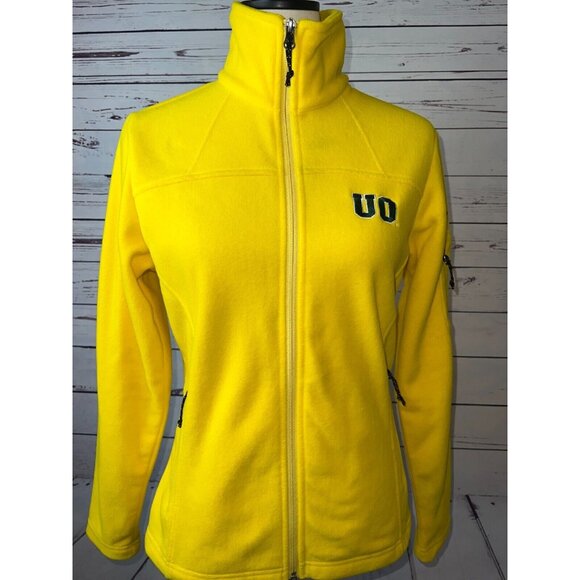 Oregon Ducks Columbia Fleece Jacket Small Womens Full Zip University NCAA Script - Picture 1 of 13